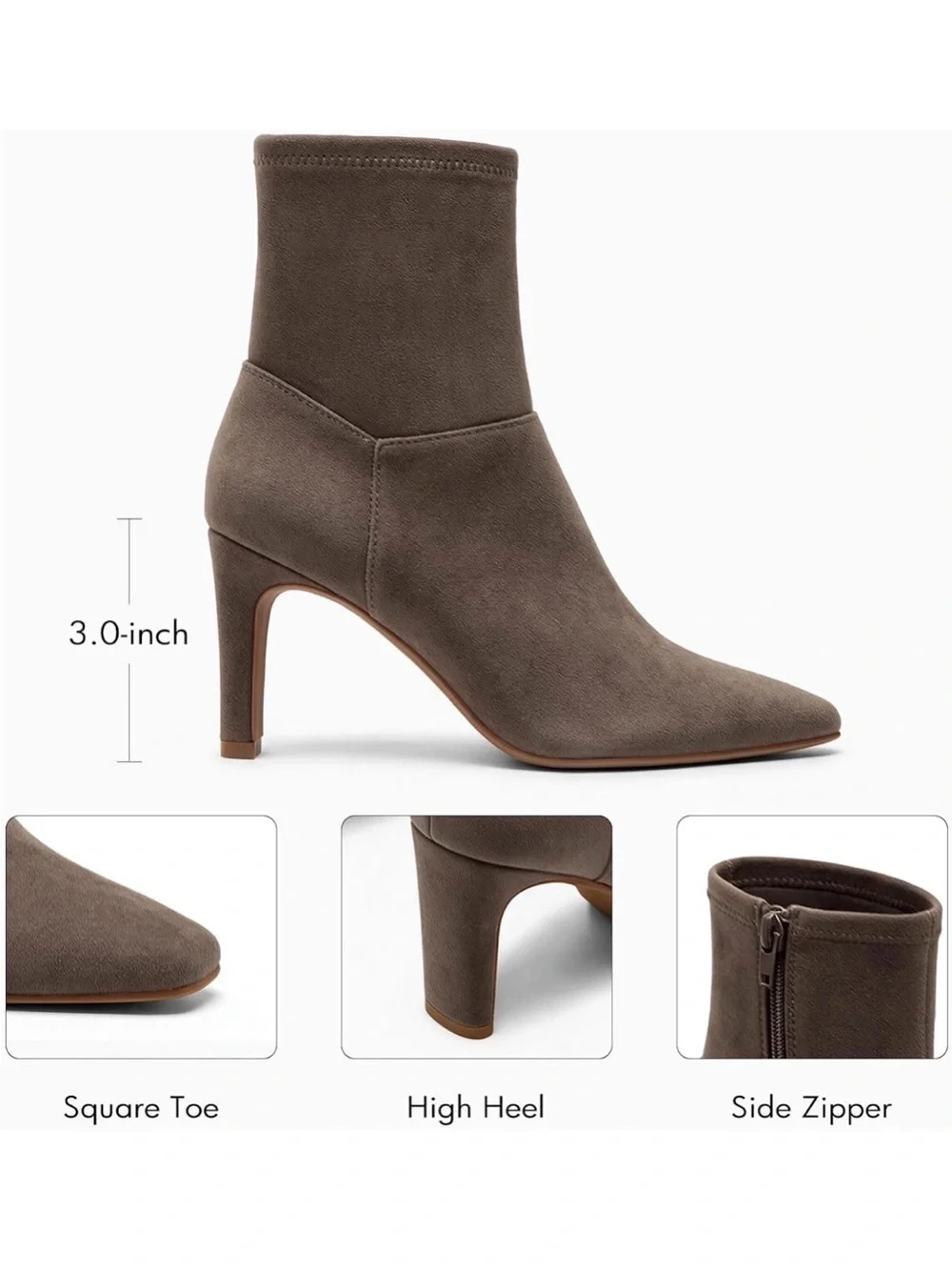 Women's high-heeled ankle boots with a chunky heel